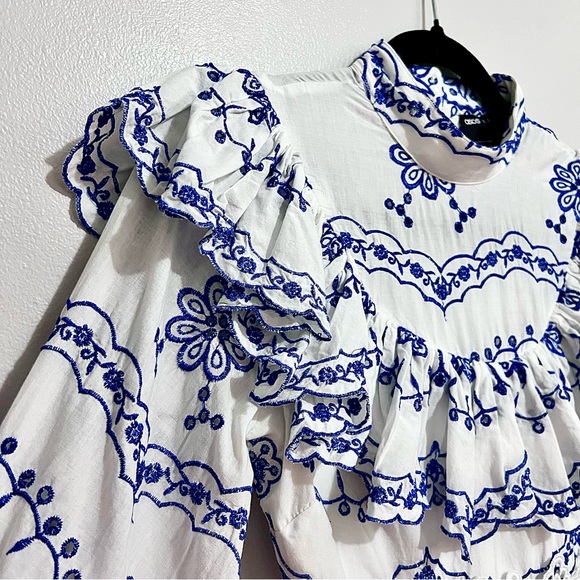 NWT ASOS Broderie Blouson Sleeve Midi Dress w/ Contrast Embroidery MSRP$260 - Picture 8 of 16